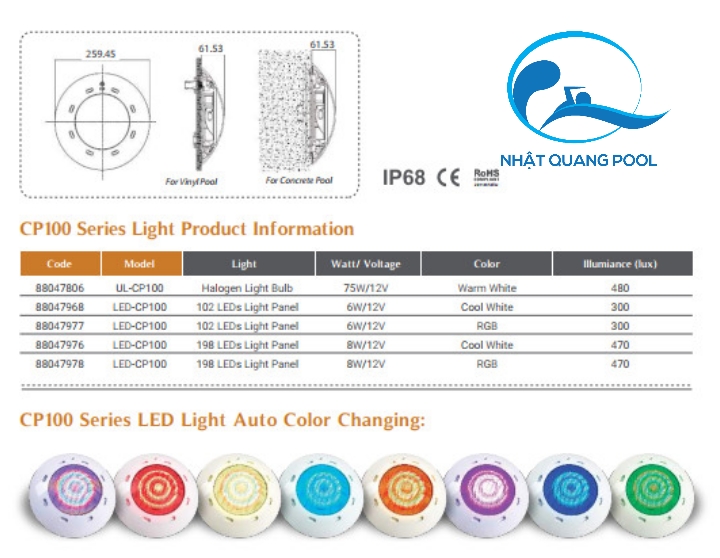 ĐÈN LED HỒ BƠI EMAUX CP100